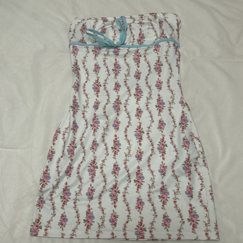 Edikted Floral Mini Dress - White and Pink